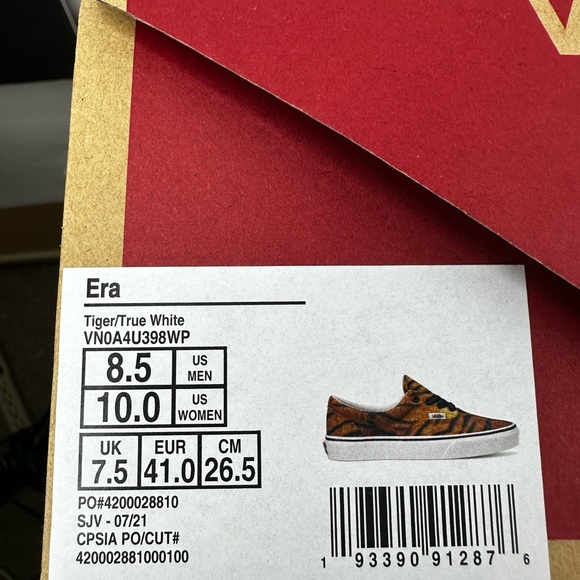 Vans Mens Womens Skate Shoes ERA Size 8.5/10 Tiger/True White NEW - Picture 14 of 14